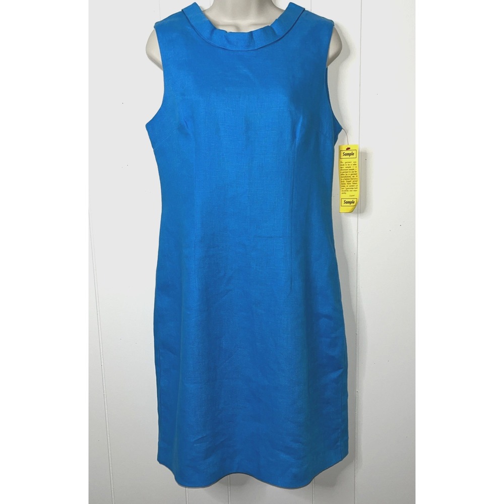 Joseph Ribkoff Linen Sheath Dress Size 8 Aqua Blue 520146 Sample‎